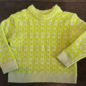 Cozy Lime Green Checkered Kids Sweater